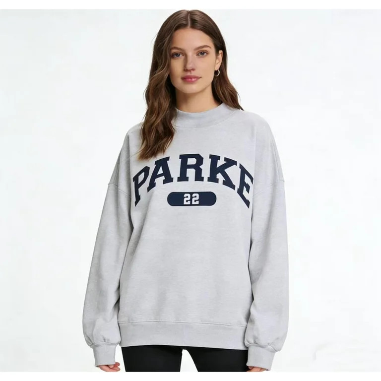 Unisex Classic High Collar Cotton Athletic Sweatshirt, Oversized Loose Fit Embroidered PARKE Long... | Walmart (US)