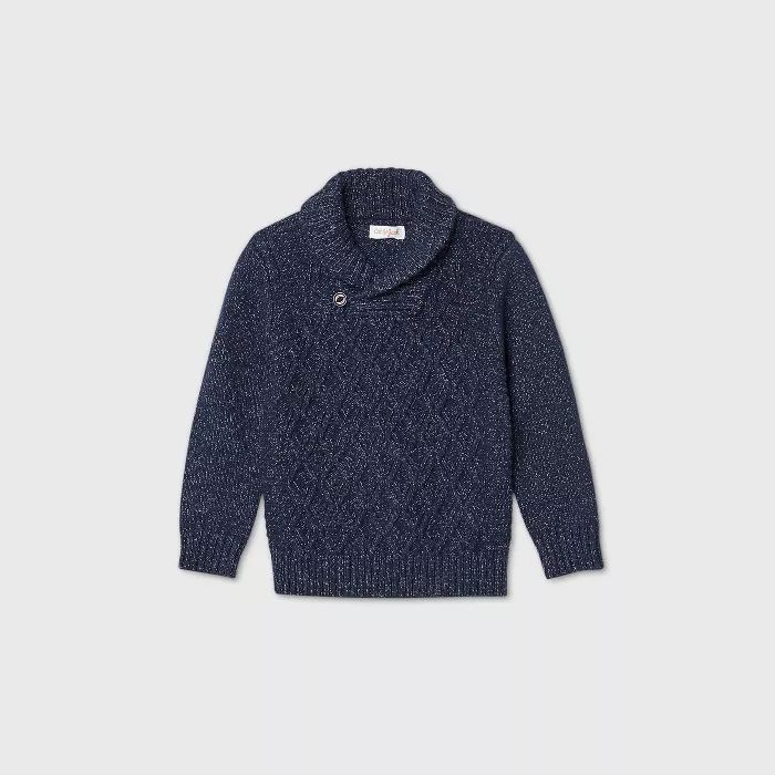 Toddler Boys' Shawl Collar Cable Pullover Sweater - Cat & Jack™ Navy | Target