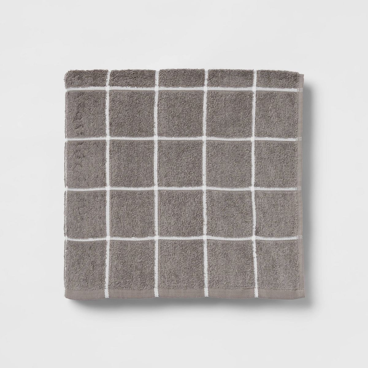 Everyday Grid Bath Towel Dark Gray - Room Essentials™: Midweight Cotton Blend, Machine Washable... | Target