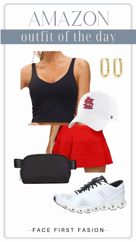 #athleisure #amazon #summercasual
Even if you aren’t a cardinals fan, this look can be recreated with a million colors and team hats! 

#LTKstyletip #LTKfit #LTKunder50