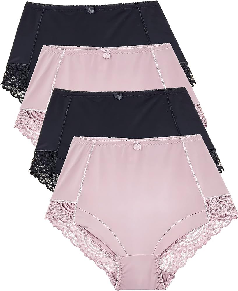 Womens Briefs Underwear Light Tummy Control Panties S-Plus Size 4 Pack Girdle Panty | Amazon (US)