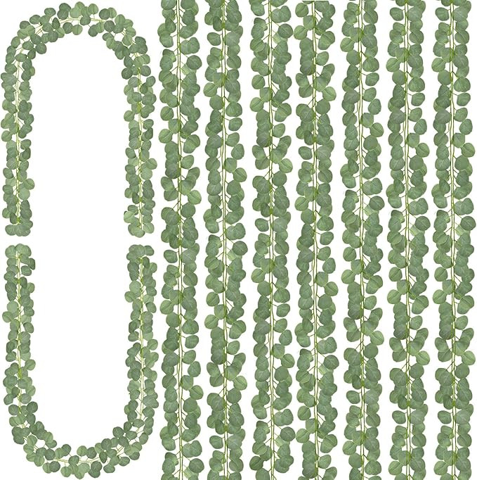 CQURE 8Pcs Eucalyptus Garland,Artificial Eucalyptus Leaves Table Greenery Garland Wreath Spring V... | Amazon (US)