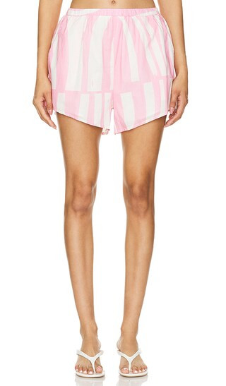 Heather Cotton Short in Pink & White | Revolve Clothing (Global)
