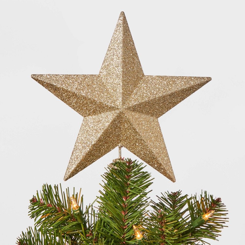 8.5in Unlit Glitter Star Tree Topper Gold - Wondershop | Target