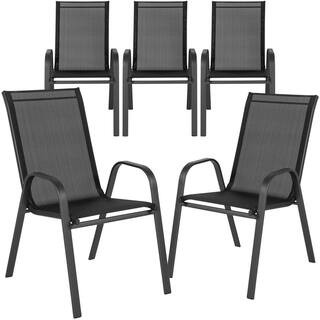 Stackable Metal Outdoor Dining Chair in Black (Set of 5) | The Home Depot
