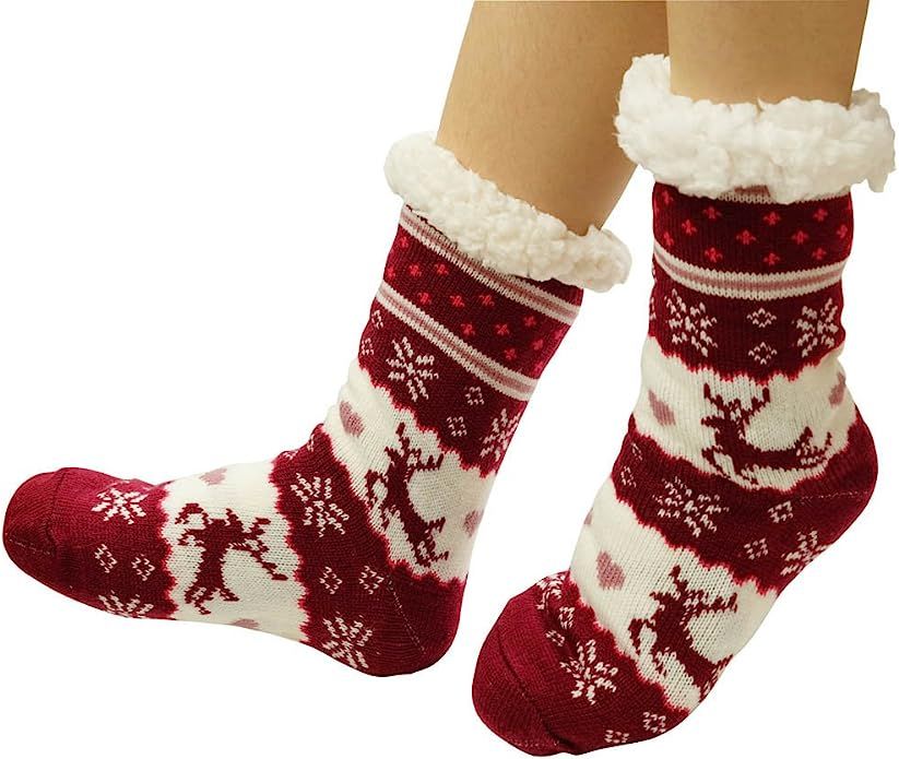 Women's Winter Warm Cozy Fuzzy Fleece Christmas Slipper Socks | Amazon (US)