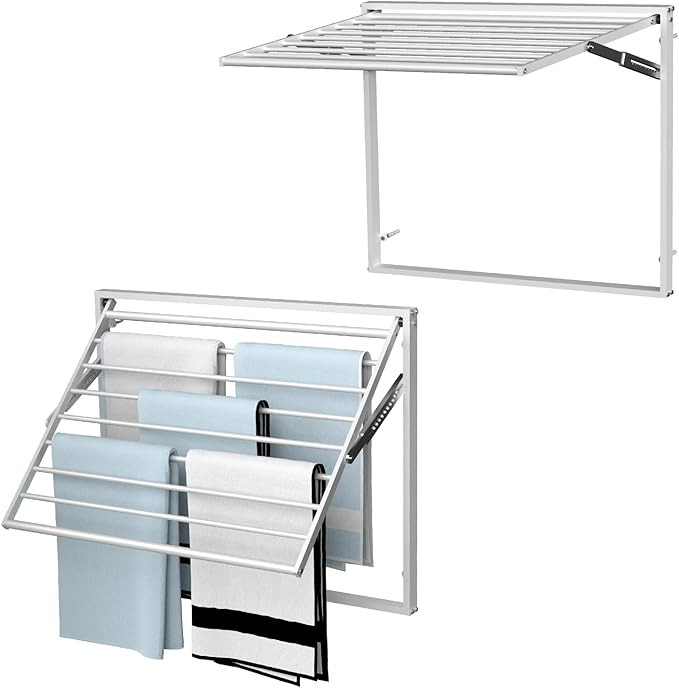 2 Pcs Wall Mount Clothes Drying Rack 26 X 31.5 Laundry Room Organizer Laundry Drying Rack Foldabl... | Amazon (US)