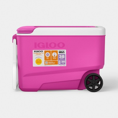 Sun Squad Wheelie 53 Cans/38qt Rolling Cooler - Pink Fizz | Target