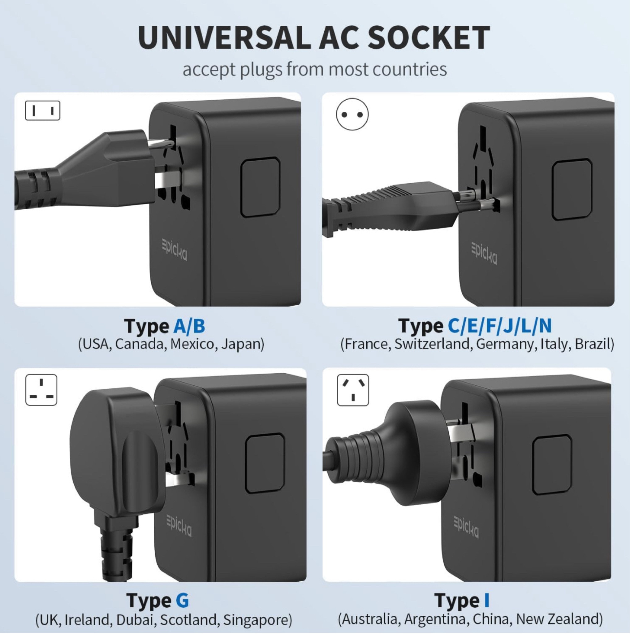 TRAVEL ESSENTIALS PART 3 

EPICKA Universal Travel Adapter, GaN International Plug Adapter with 3 USB-C 70W PD Fast Charging & 2 USB-A Adaptor All-in-one Wall Charger for USA EU UK AUS (TA-105 Pro, Black)

#LTKtravel #LTKfindsunder100