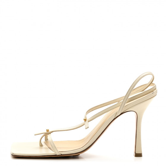 BOTTEGA VENETA Lambskin Studded Stretch Multi Strap Sandals 41 Sea Salt | Fashionphile
