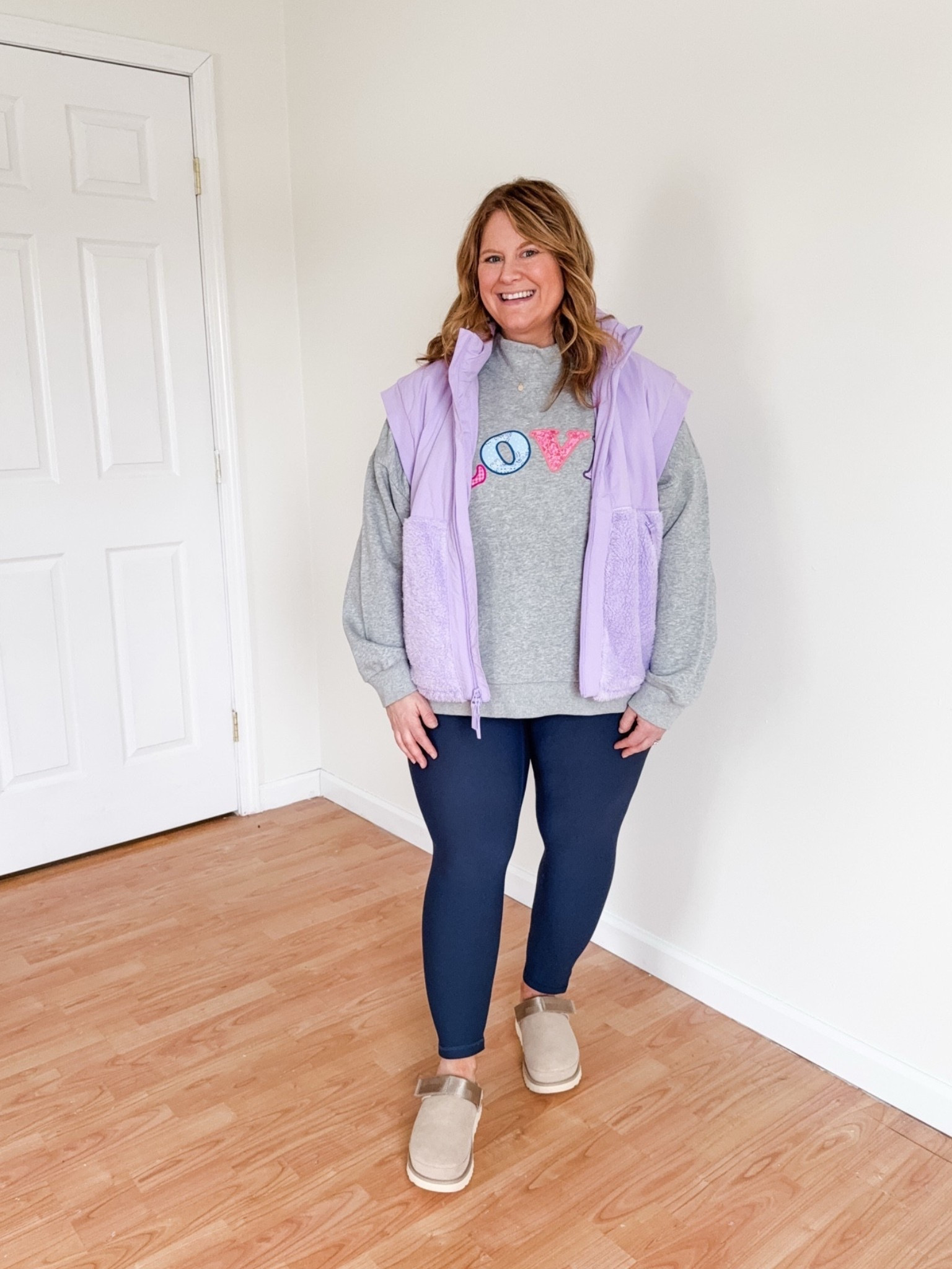 Wearing an XL in the Target mock neck and Sherpa vest and an XL petite in the leggings 

#LTKActive #LTKMidsize #LTKPetite