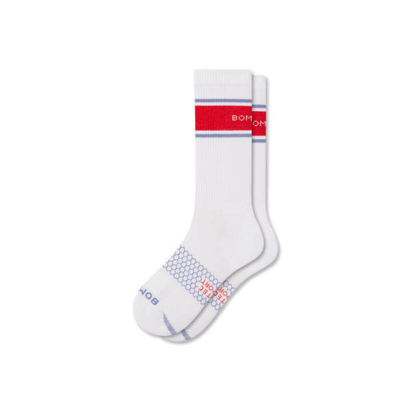 Bombas Stripe Block Sport Crew Socks Medium Crimson Stripe | Scheels Sports
