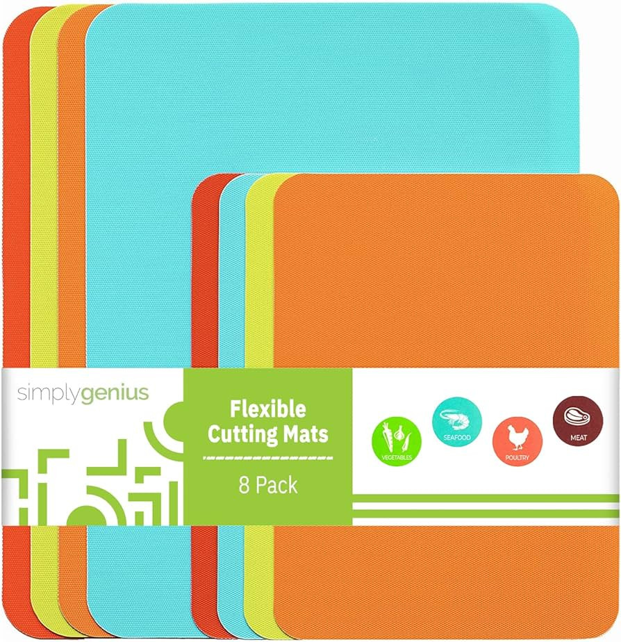 Simply Genius Plastic Cutting Boards for Kitchen - Color Coded Chopping Board Set - Flexible Cutt... | Amazon (US)