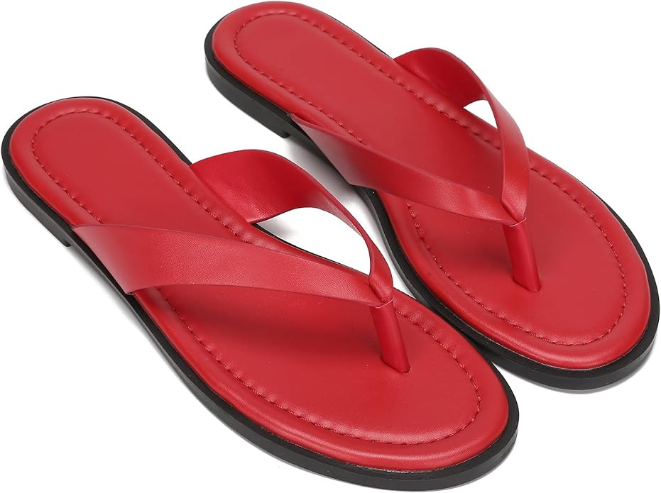 Flip Flops for Women Comfortable Slip on Open Toe Thong Sandals Casual Summer Dress Flats Sandal ... | Amazon (US)