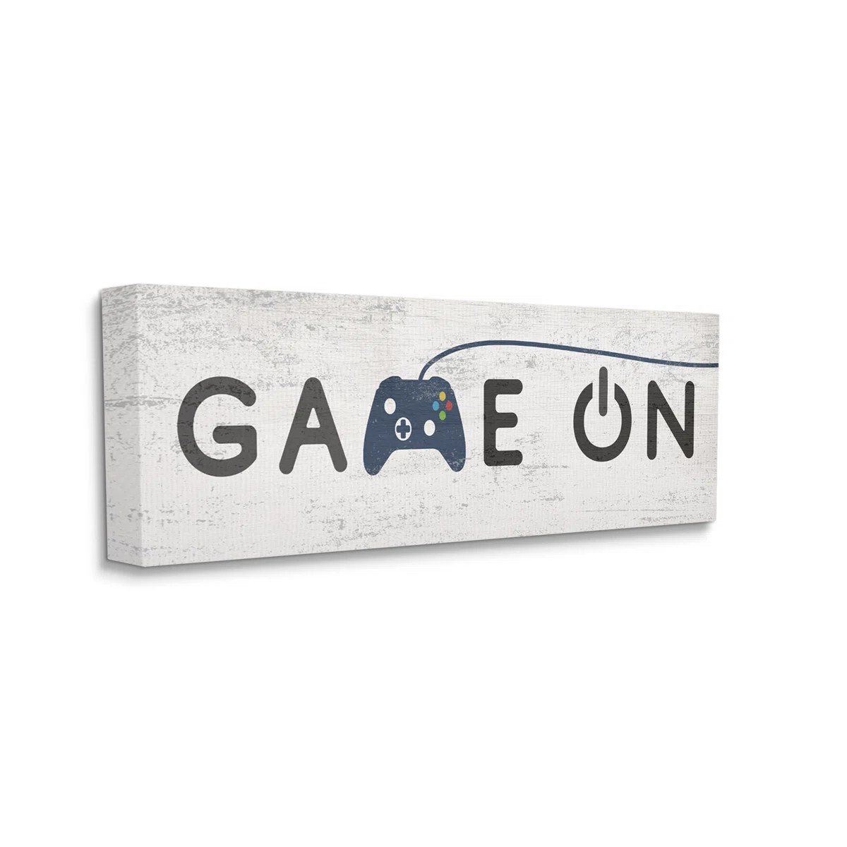 Game On Video Gamer Phrase Blue Vintage Controller XL Stretched Canvas Wall Art by Daphne Polsell... | Wayfair North America