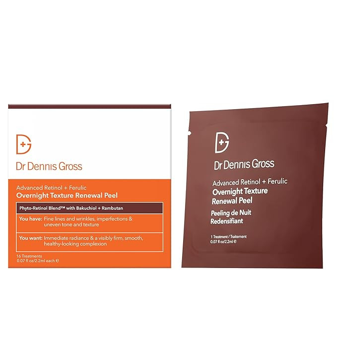 Dr Dennis Gross Advanced Retinol + Ferulic Overnight Texture Renewal Peel: Smooth Uneven Tone & T... | Amazon (US)