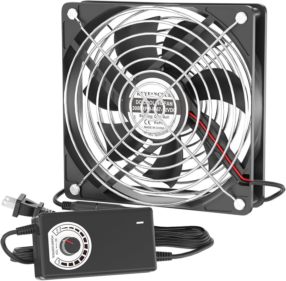 IP67 Waterproof Small 12V Variable Speed Computer Fan with AC Plug, KEYFANCLUB 110V 120V 220V AC ... | Amazon (US)