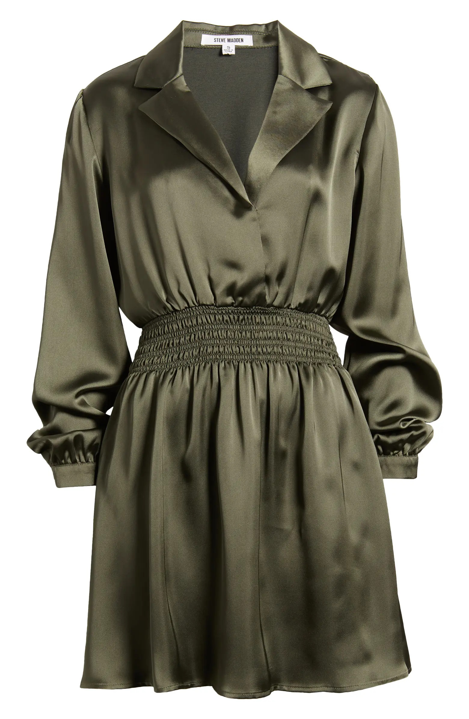 Long Sleeve Satin Mini Shirtdress | Nordstrom