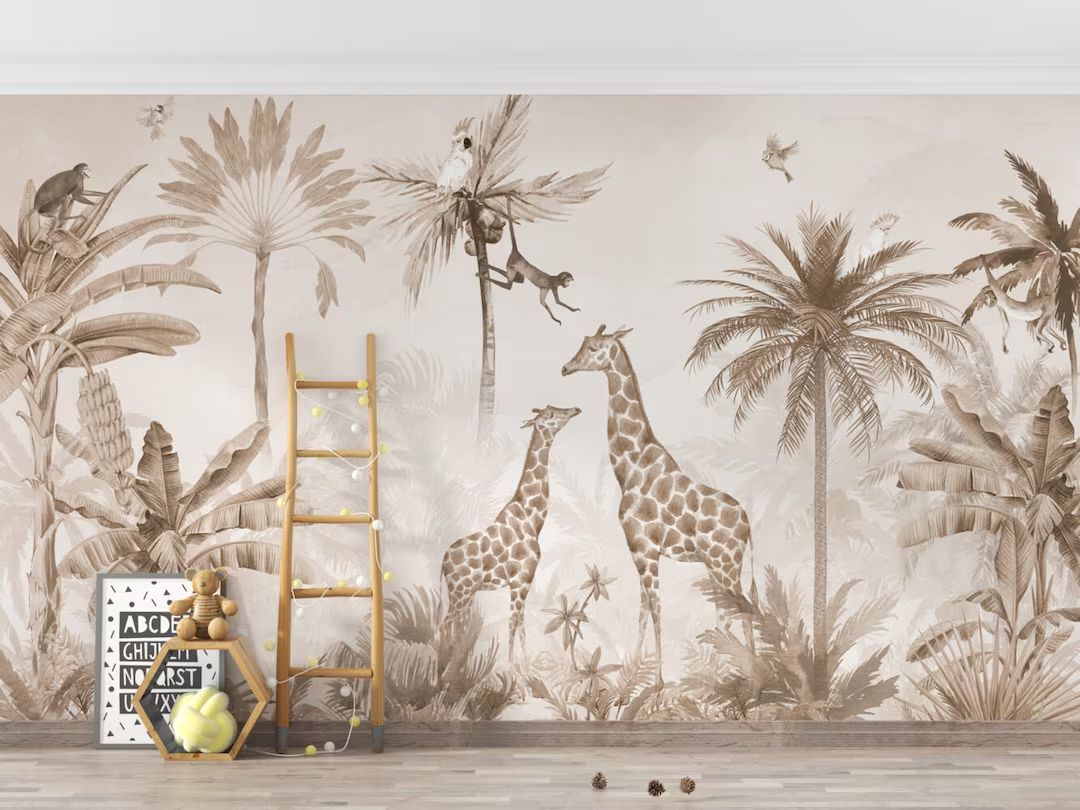 Safari Animals Wallpaper Peel and Stick Nursey Wall Decor - Etsy | Etsy (US)