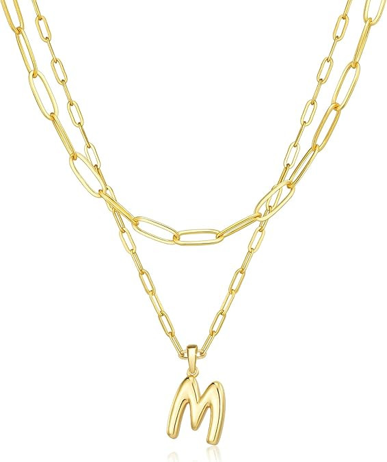 adoyi Valentines Day Gifts for Women Hers Dainty 14K Gold Plated Heart Initial Necklaces Layered ... | Amazon (US)