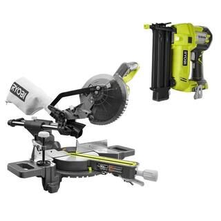 ONE+ 18V Cordless 2-Tool Combo Kit with 7-1/4 in. Sliding Miter Saw and 18-Gauge Brad Nailer (Too... | The Home Depot