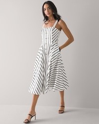 Button Front Fit & Flare Midi Dress | White House Black Market