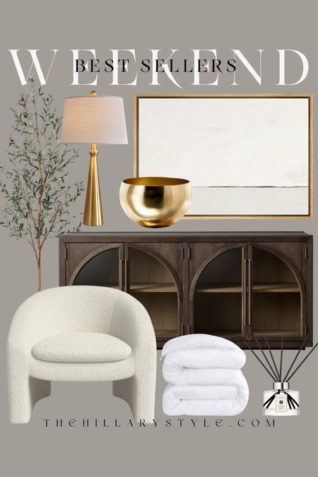 Weekend Best Sellers Home: furniture and decor from Target Arhaus, Walmart, Amazon. Accent chair, sideboard, wall, art, lamp, olive tree, bedding.

#LTKHome #LTKStyleTip #LTKSeasonal