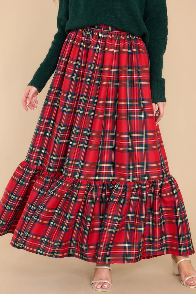 Take Your Time Red Multi Plaid Skirt | Red Dress 