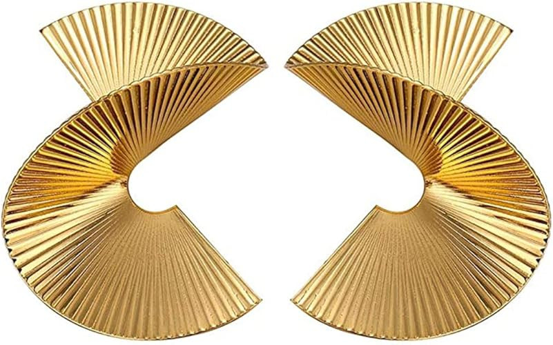 Gold Geometric Earrings Exaggerated Statement Earrings Punk Stylish Sectored Twisted Earring Jewe... | Amazon (US)