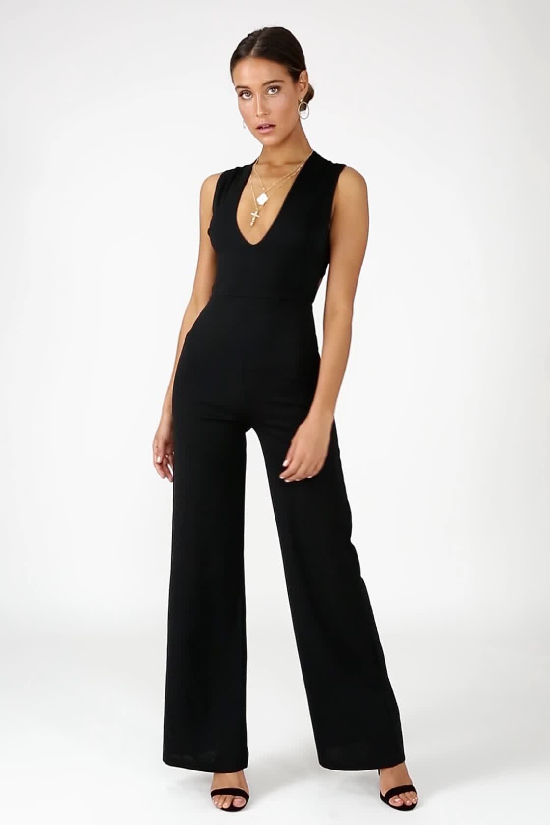 Thinking Out Loud Black Backless Jumpsuit | Lulus (US)