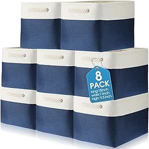 meekoo 8 Pack Collapsible Storage Bins Fabric Storage Bins Polyester Fabric Storage Baskets with ... | Amazon (US)