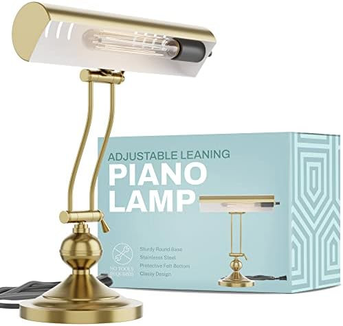Home Intuition Classic Antique Retro Adjustable Leaning Piano Lamp Banker Desk Light (Brushed Brass) | Amazon (US)