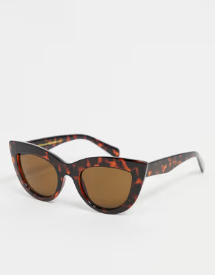 A.Kjaerbede Stella womens oversized cat eye sunglasses in brown tort | ASOS (Global)