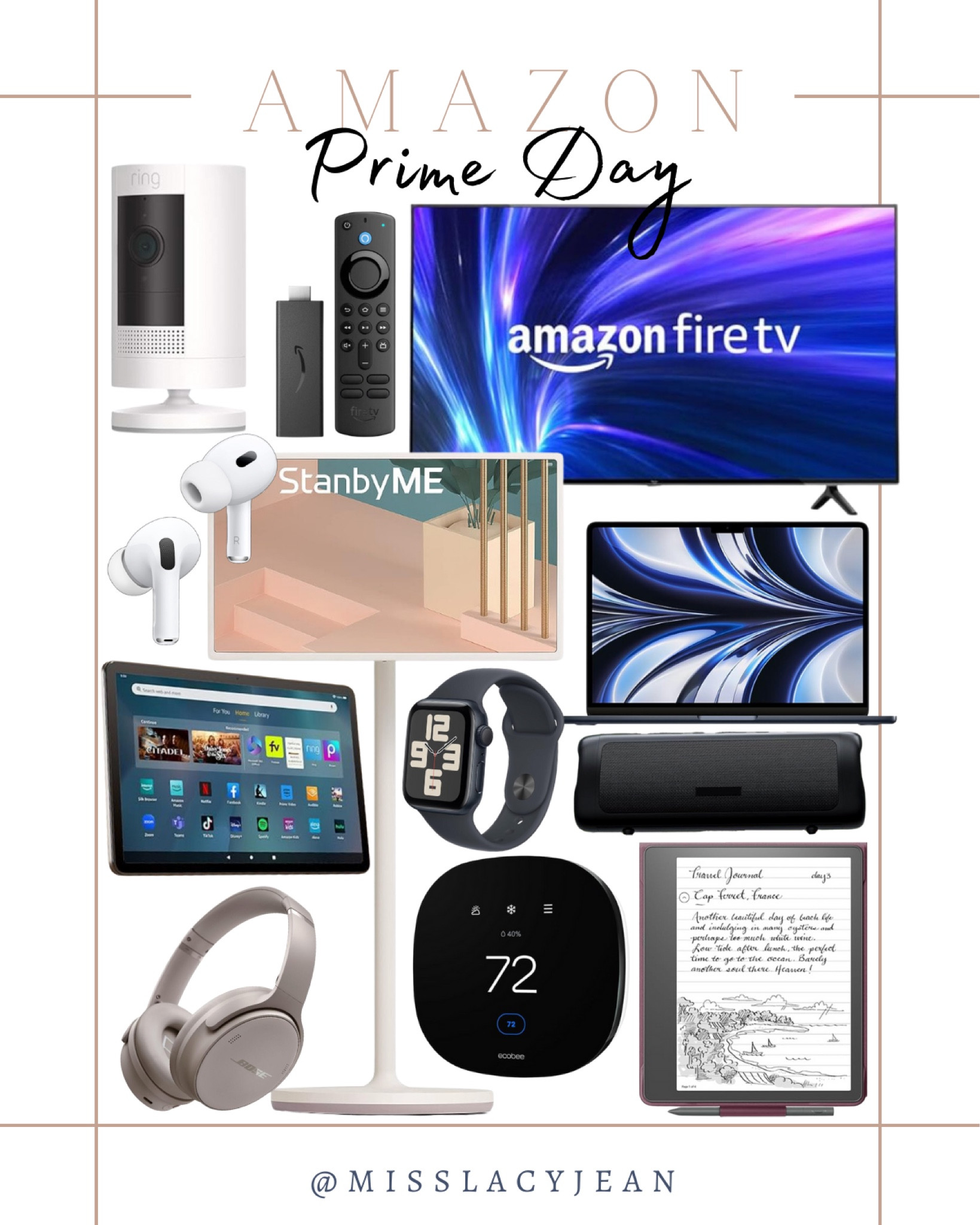 Prime day gadget deals include MacBook, kindle, smart thermostat, Apple Watch, headphones, air pods, TV, ring, fire stick, tablet.

Prime day, gadget deals, prime day gadget deals, home deals, sale alert

#LTKxPrimeDay #LTKHome #LTKFindsUnder100