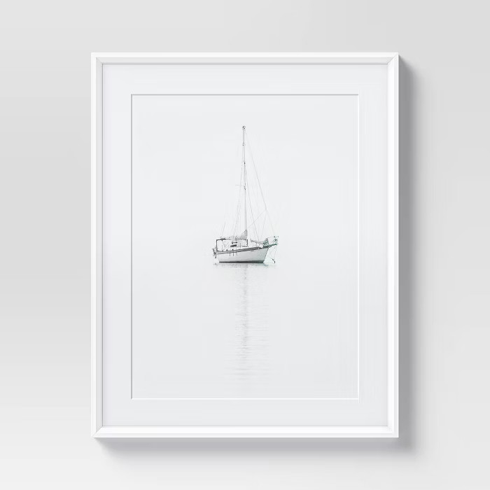 24" x 30" Single Sailboat Framed Wall Art Black/White - Threshold™ | Target