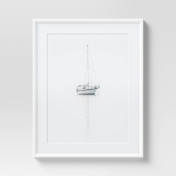 24" x 30" Single Sailboat Framed Wall Art Black/White - Threshold™ | Target