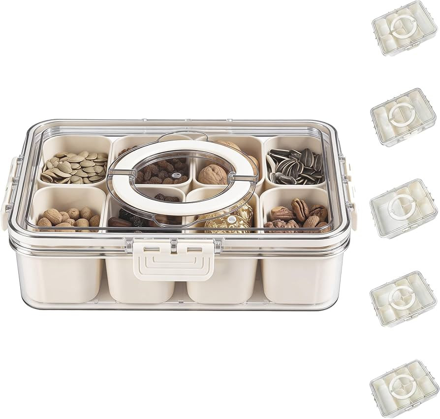 Bandesun Divided Serving Tray with Lid and Handle - Snackle Box Charcuterie Container for Portabl... | Amazon (US)