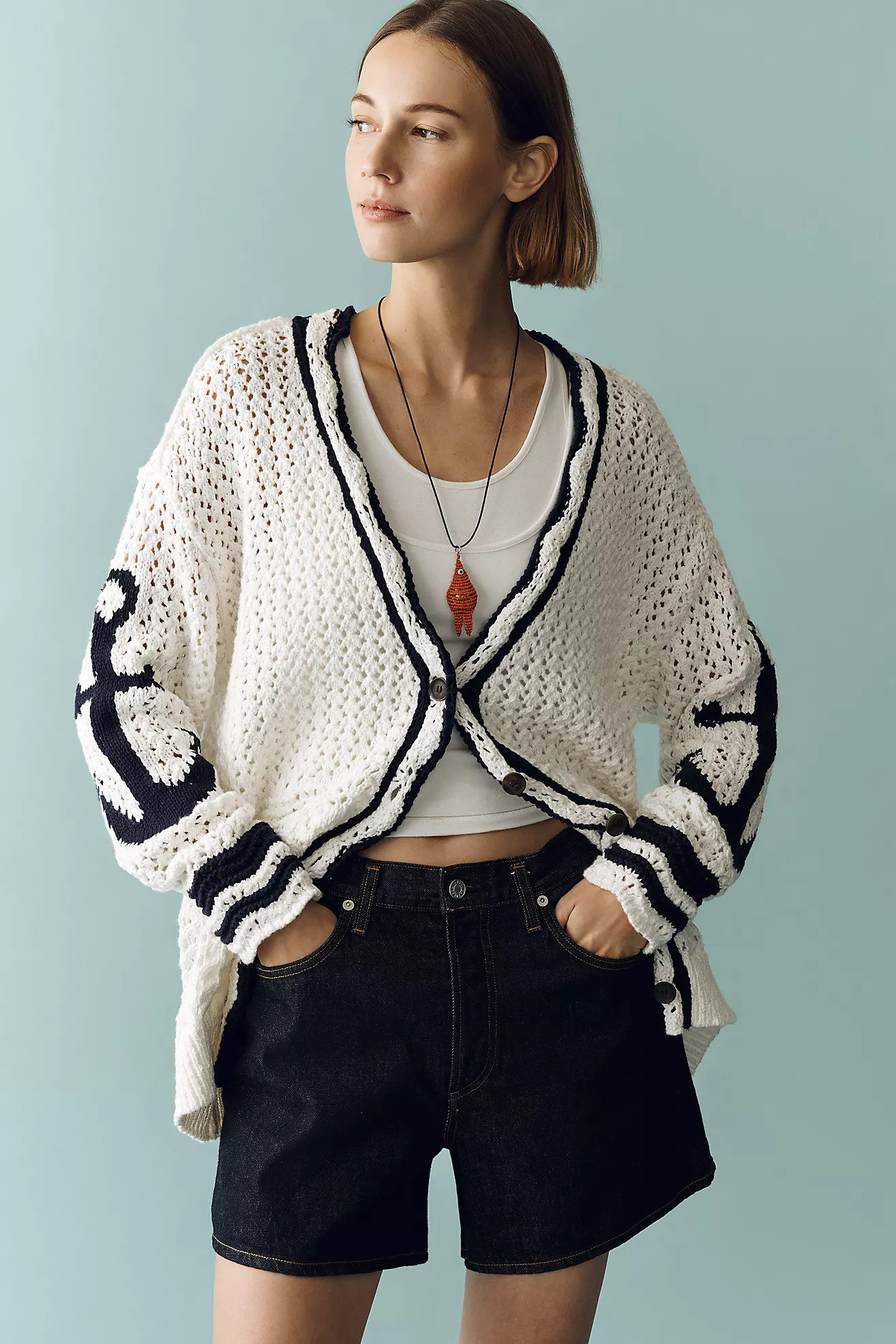 Maeve Open-Stitch Anchor Cardigan | Anthropologie (US)
