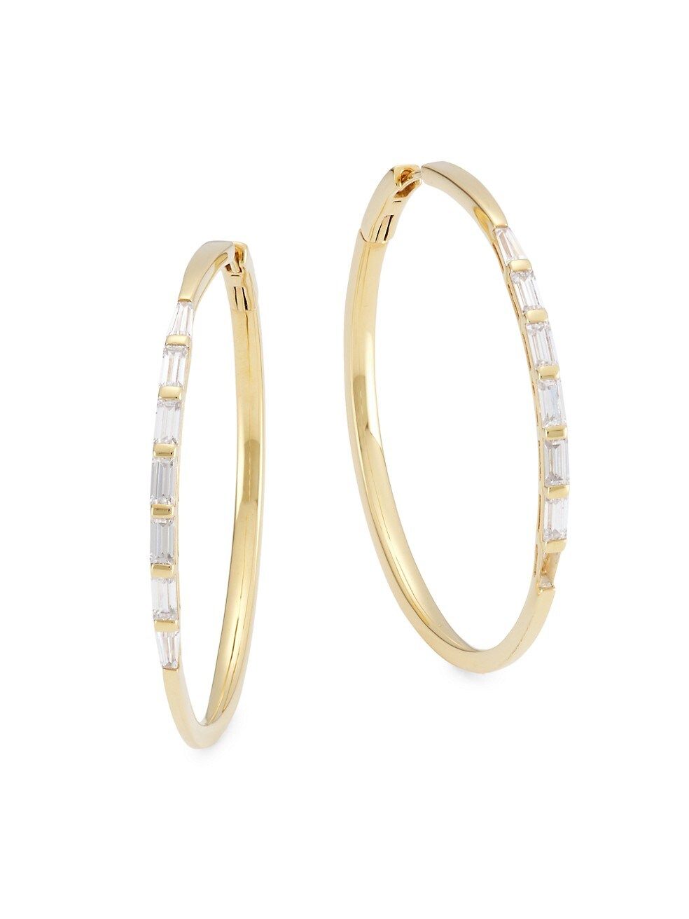 Stacked 18K Gold-Plated & Cubic Zirconia Large Hoop Earrings | Saks Fifth Avenue