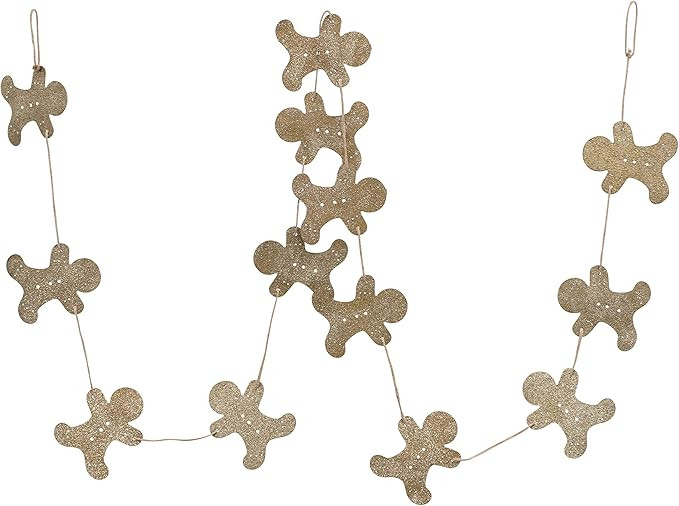 Creative Co-Op 72" L Gingerbread Man w/Glitter, Antique Gold Finish Metal Garlands, Multi | Amazon (US)