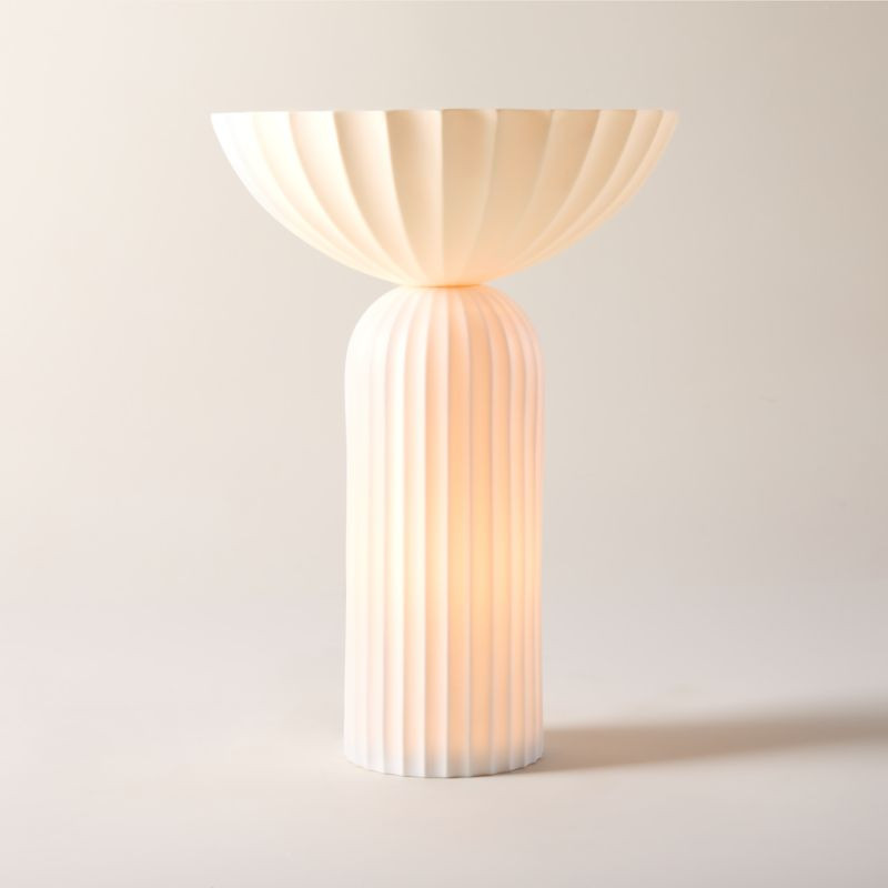 Jeanne Modern Fluted White Porcelain Table Lamp + Reviews | CB2 | CB2