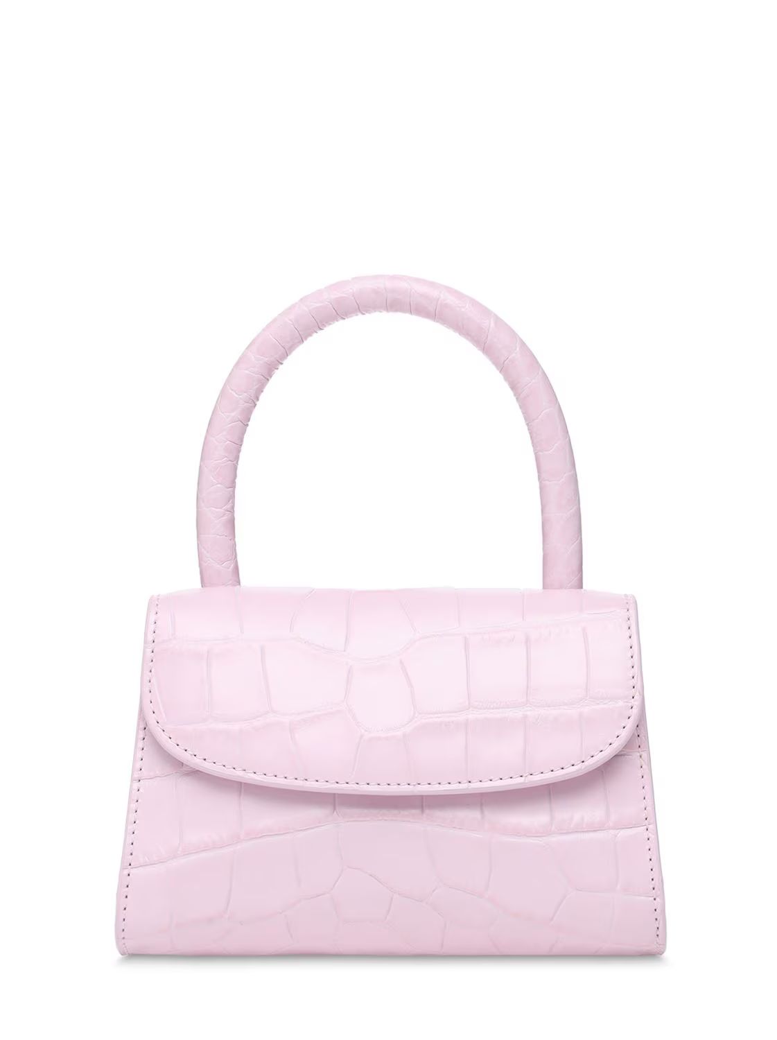 BY FAR - Mini croc embossed leather bag - Pink | Luisaviaroma | Luisaviaroma
