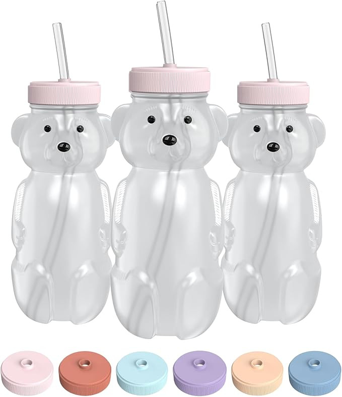 Honey Bear Straw Cup for Babies, 8-oz Honey Bear Cup with Lid, 3-Pack Therapy Learning Honeybear ... | Amazon (US)