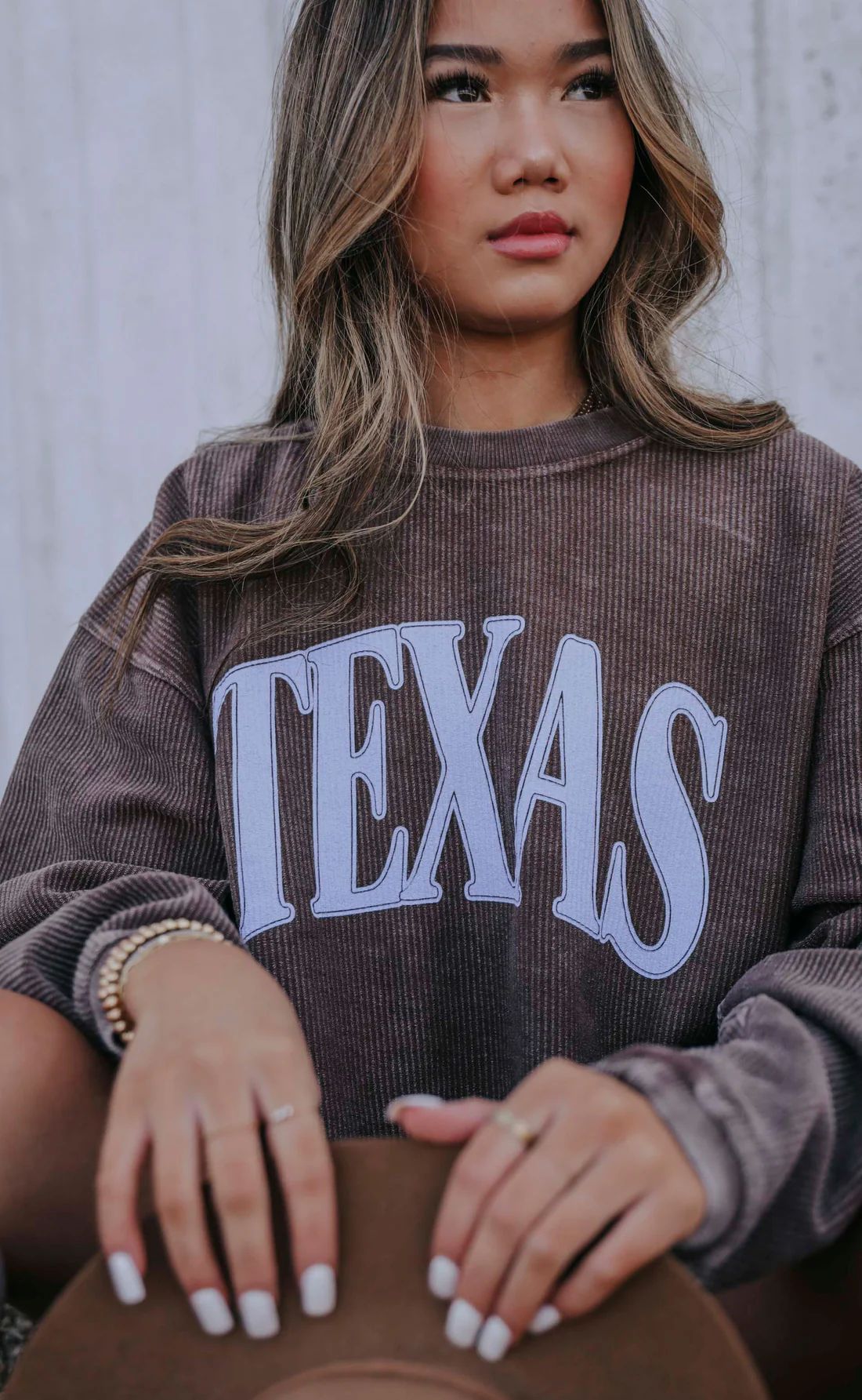 charlie southern: texas corded sweatshirt - mocha | RIFFRAFF