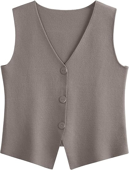 LILLUSORY Sweater Vest Women Sleeveless V Neck Trendy Spring Tops Dressy Button Up 2025 Knit Work... | Amazon (US)
