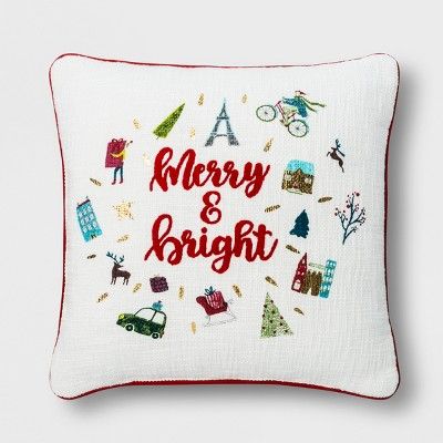 Merry & Bright Square Throw Pillow Cream - Opalhouse™ | Target