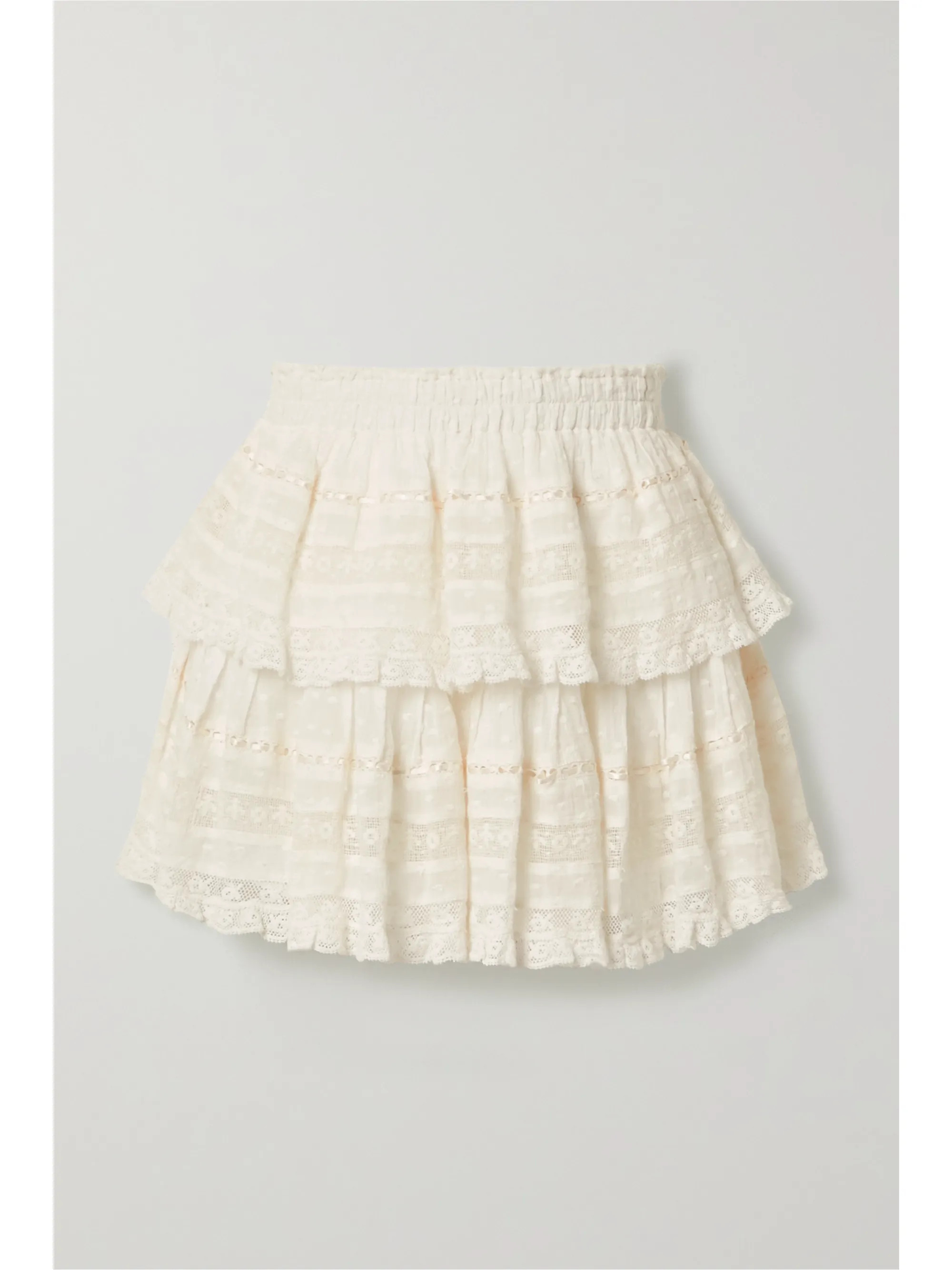 Ruffled crochet-trimmed Swiss-dot cotton-voile mini skirt | NET-A-PORTER (US)