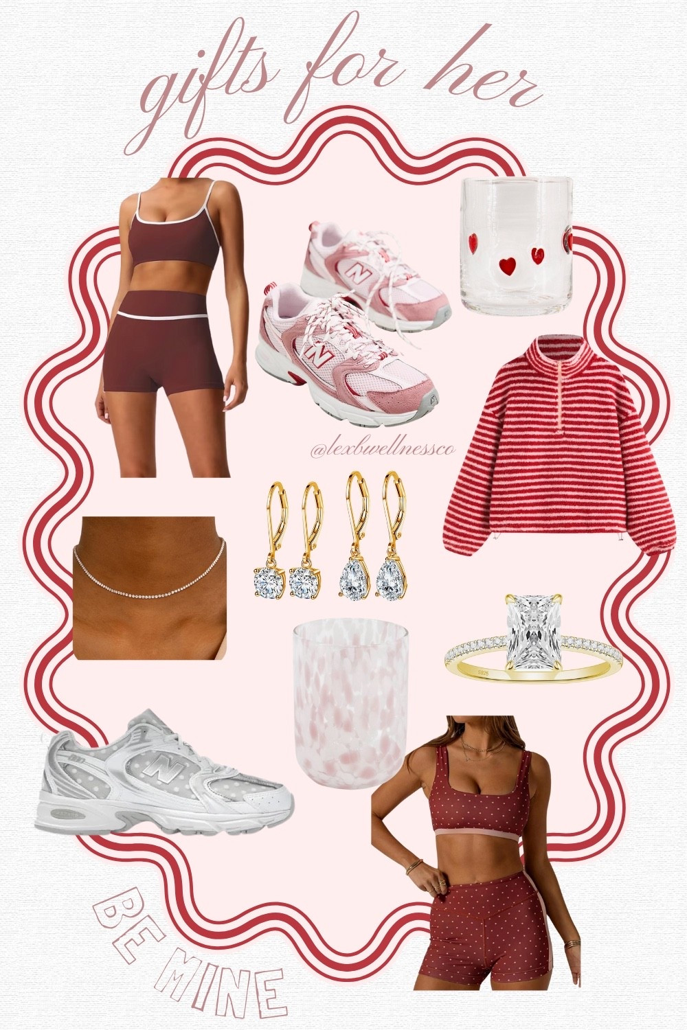 Valentine’s Day edit: polka-dot + rosewood pink salt New Balance, pink/red Amazon sets, red/white color block set, and sparkle-on-a-budget jewelry (tennis necklace, dangly earrings, ring). Added Target heart glass + marbled pink tumbler. All linked here—tap to shop.

#LTKSeasonal #LTKValentine #LTKActive