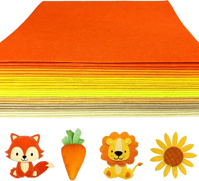 24 Pcs 11.8 x 35.4 Inch Wool Blend Felt Sheets for Crafts, 8 Color 1mm Thickness Orange Yellow As... | Amazon (US)