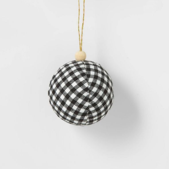 Buffalo Plaid Round Christmas Tree Ornament Black & White - Wondershop™ | Target